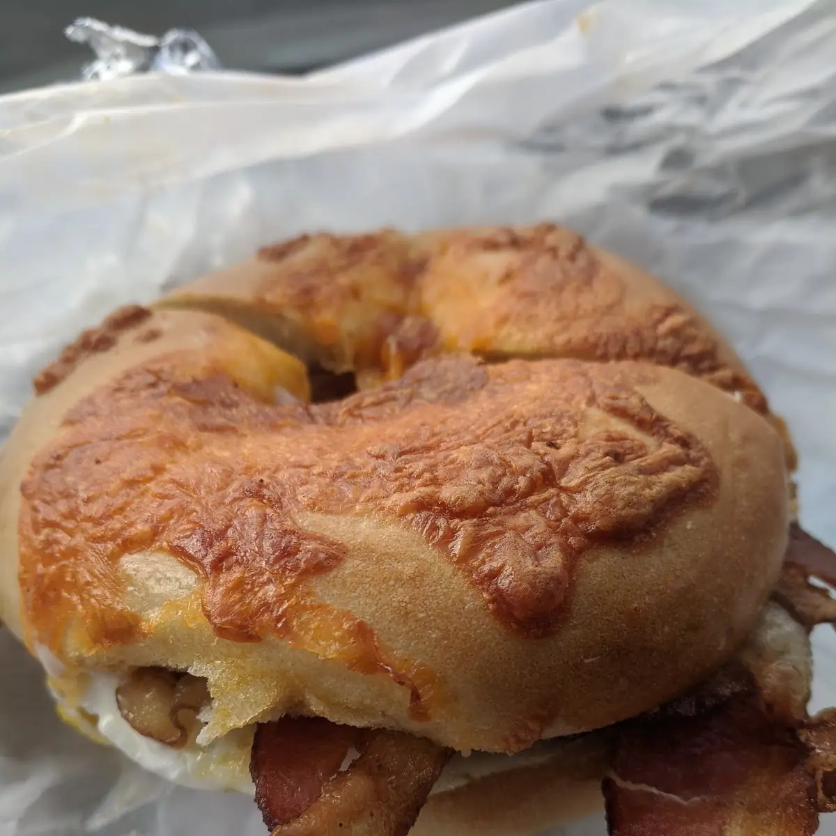 Bacon Egg Cheese Cheddar Bagel