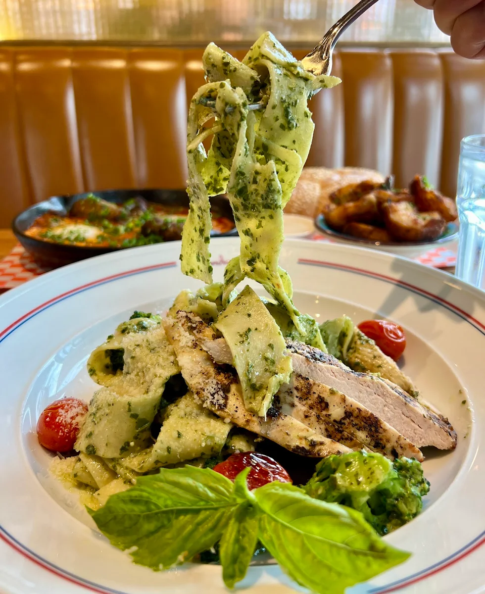 Pesto Chicken Pappardelle, Cafe Landwer