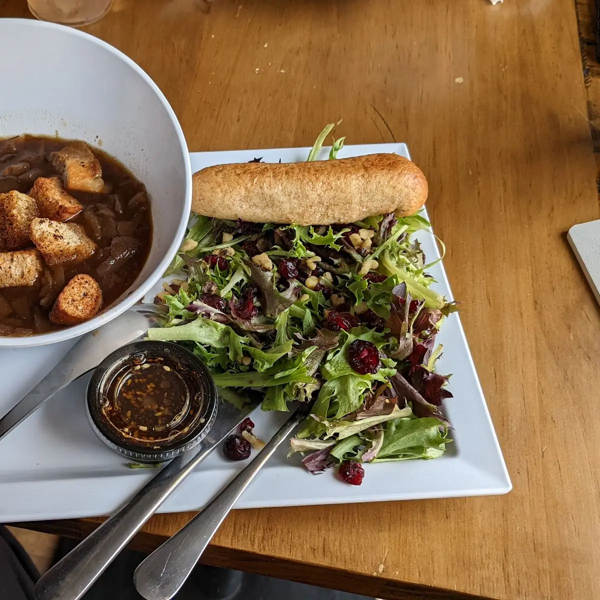 Onion Soup with Cranberry Salad