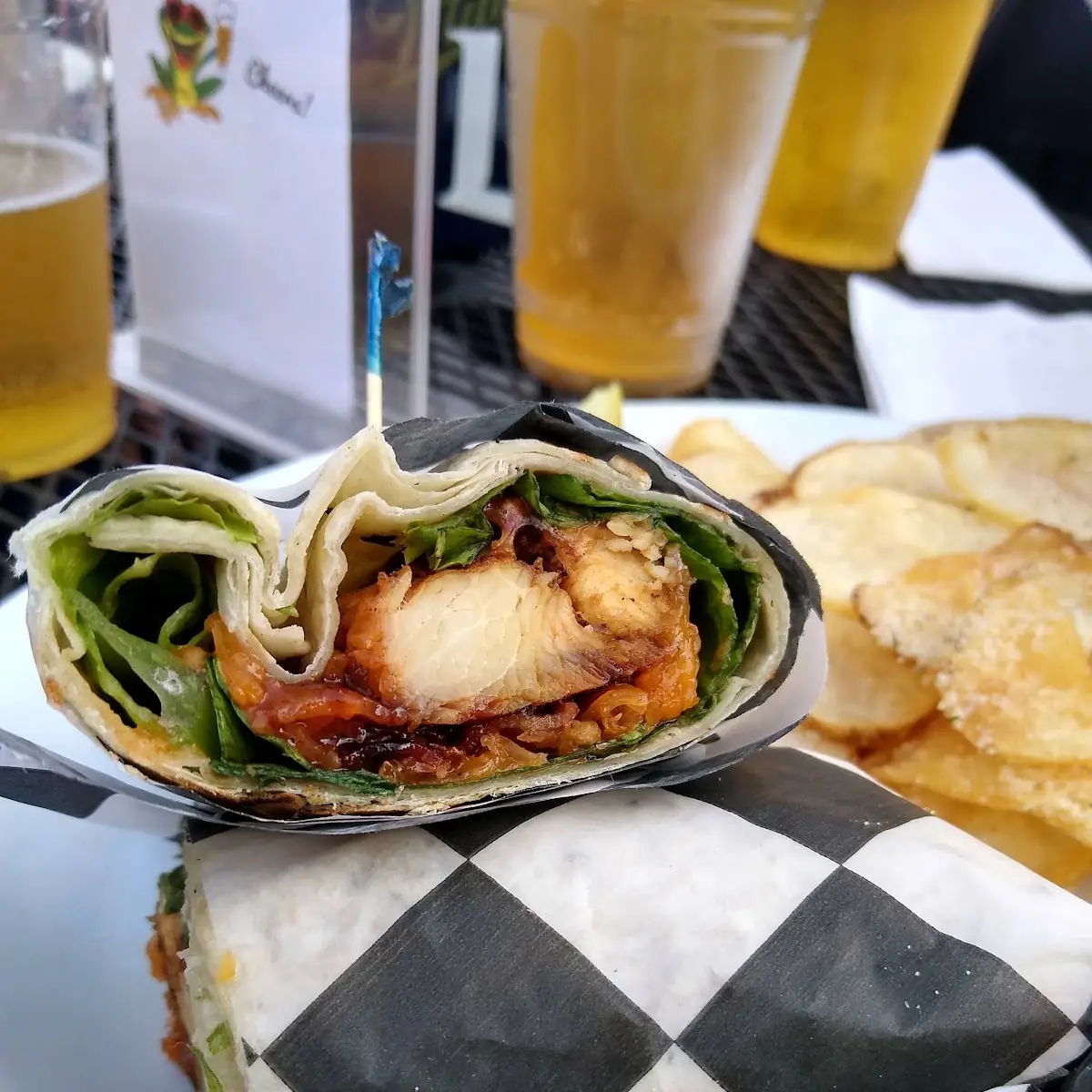 BBQ Chicken Wrap and Parmesan Chips
