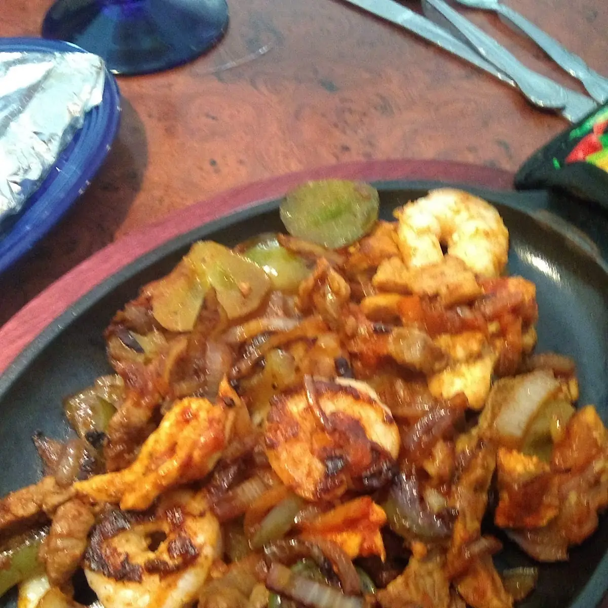 Beef Chicken an Shrimp Fajitas