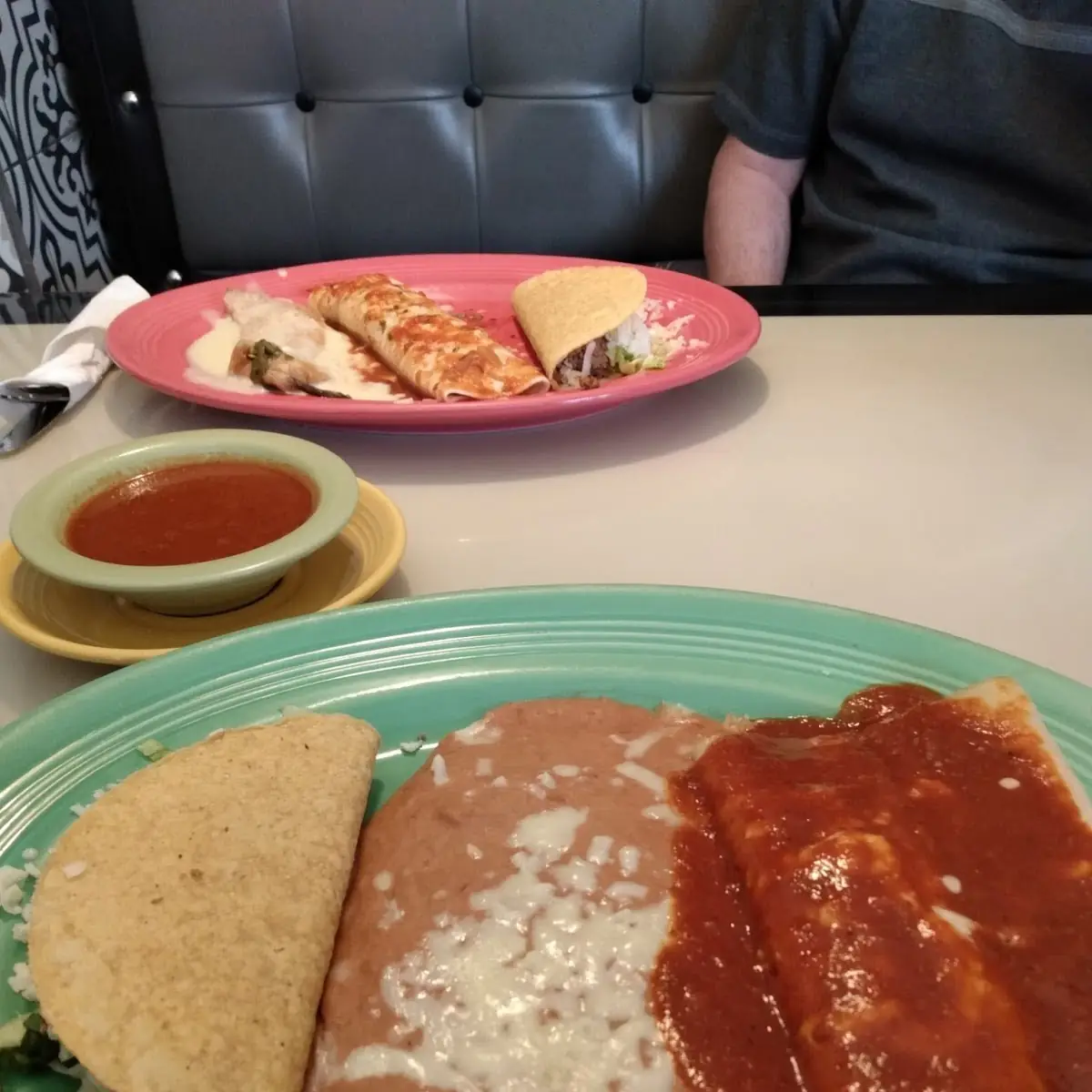 Cheese Enchilada Beef Taco Refried Beans