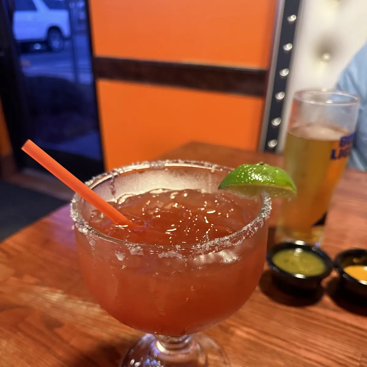 Frozen Margarita with Lime Wedge