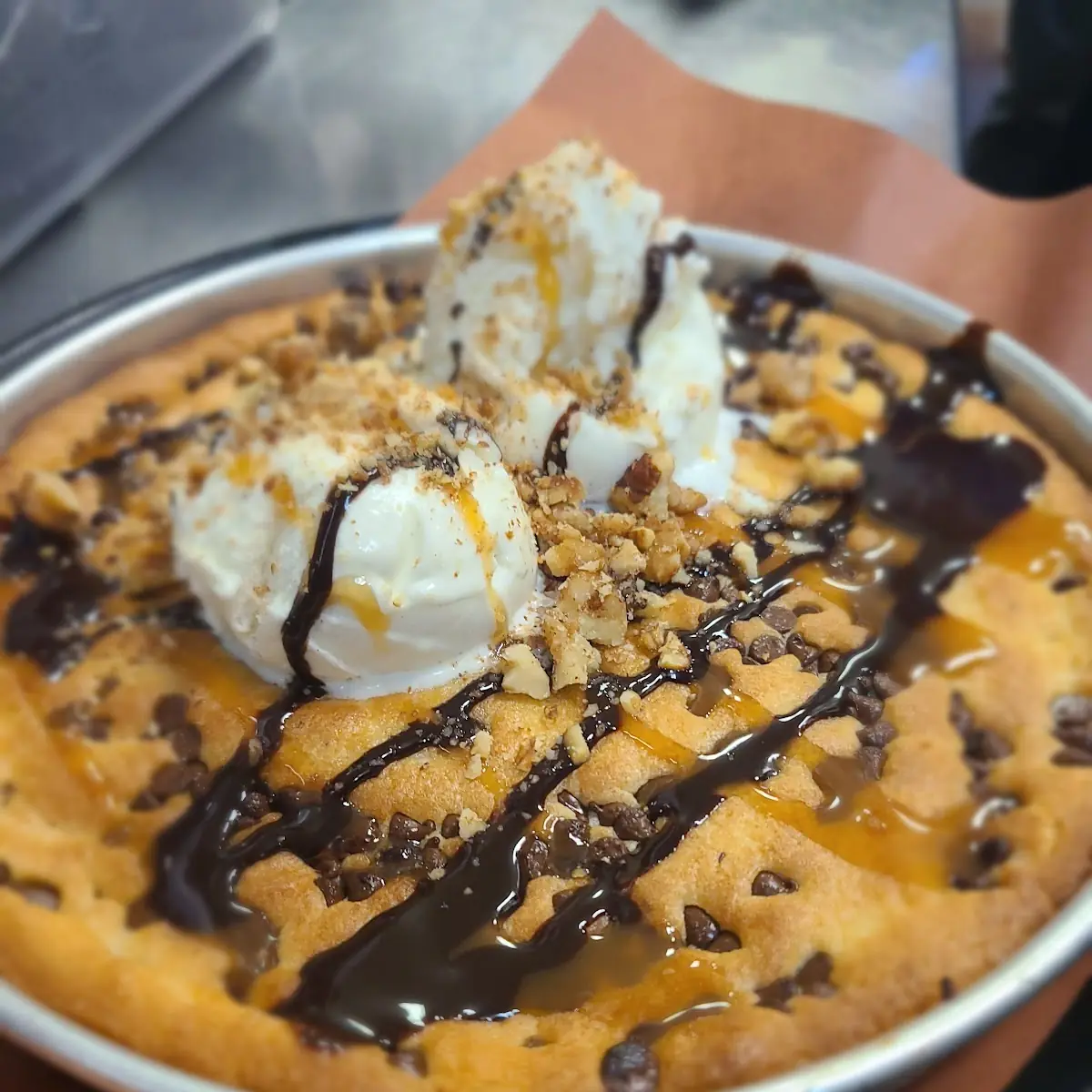 Peanut Butter Chocolate Chip Skillet Cookie
