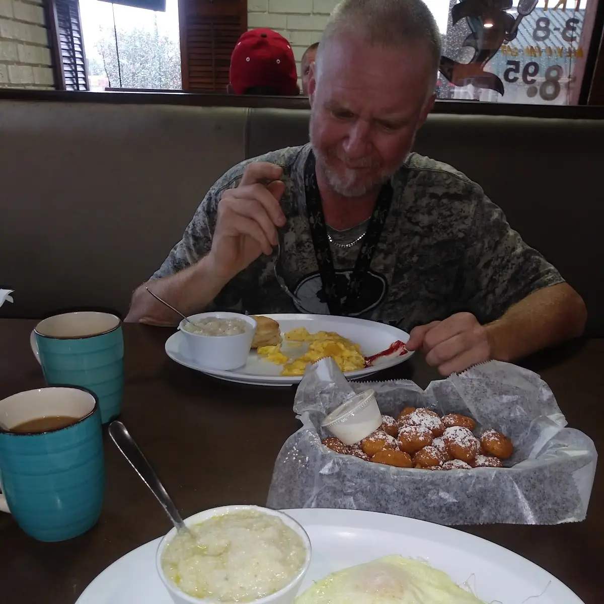 Three Egg Special with a Side of Corn Fritters