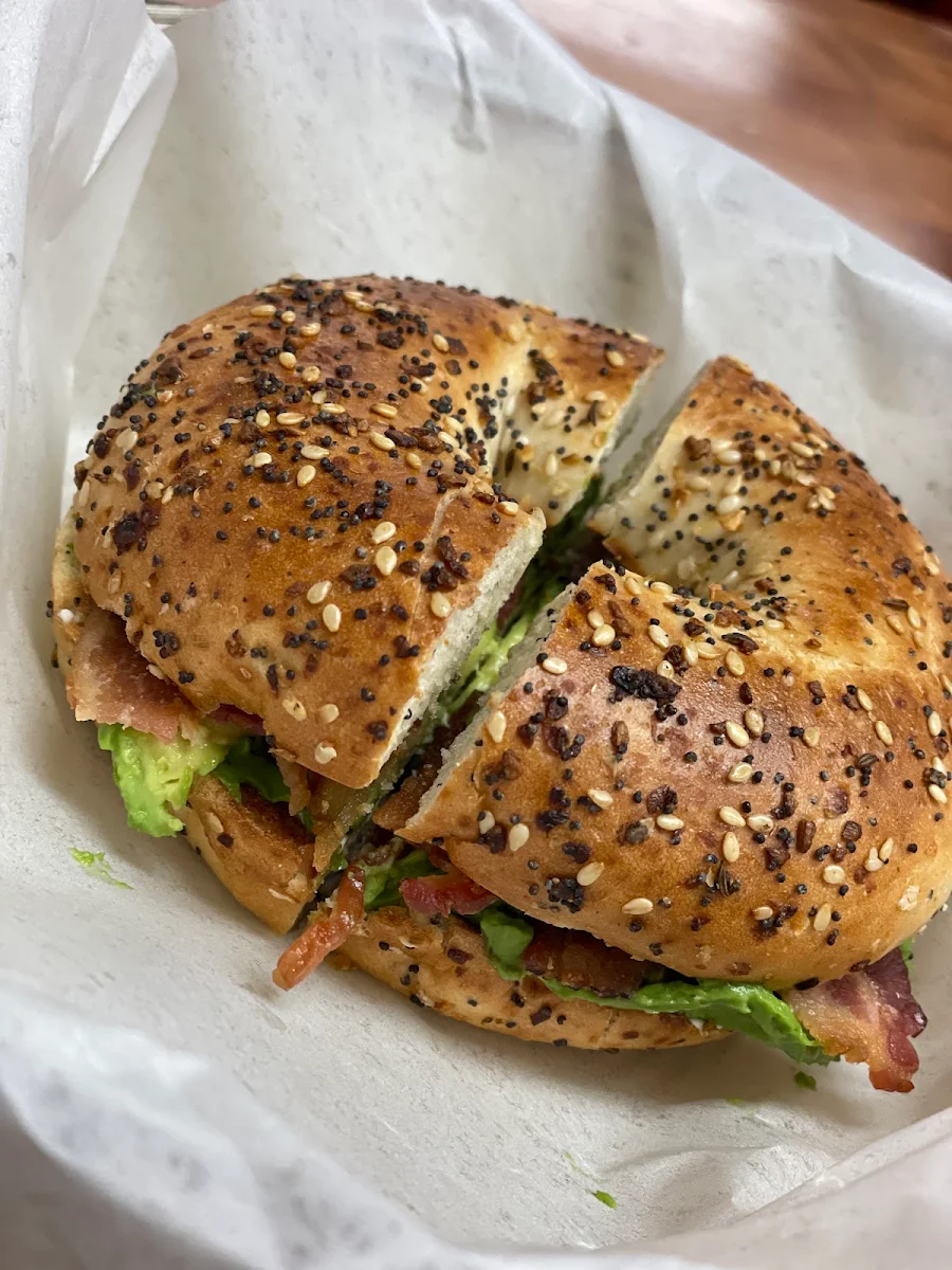 Everything Bagel with Avocado Bacon N Cheese