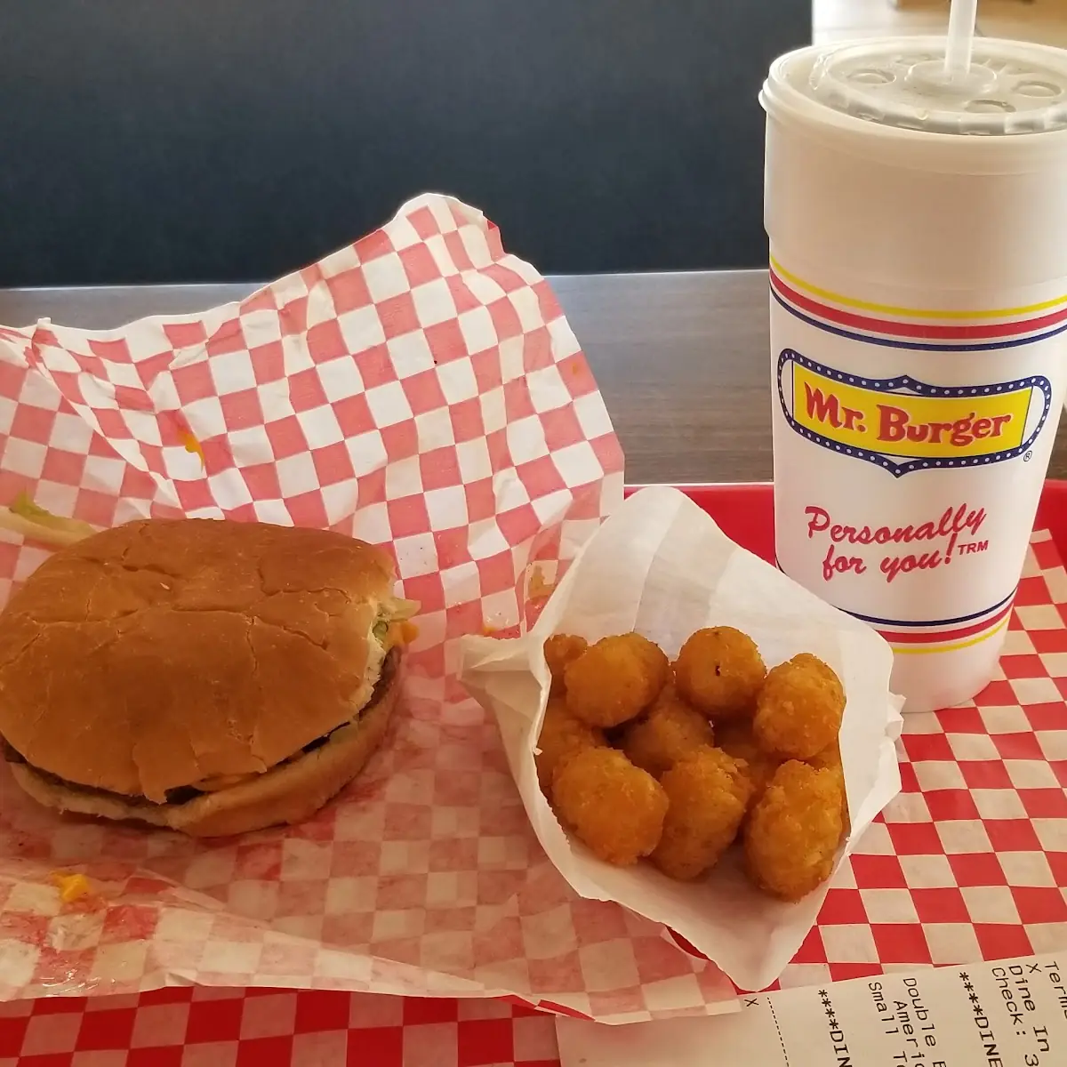 Double Cheese Burger Tater Tots Dr Pepper
