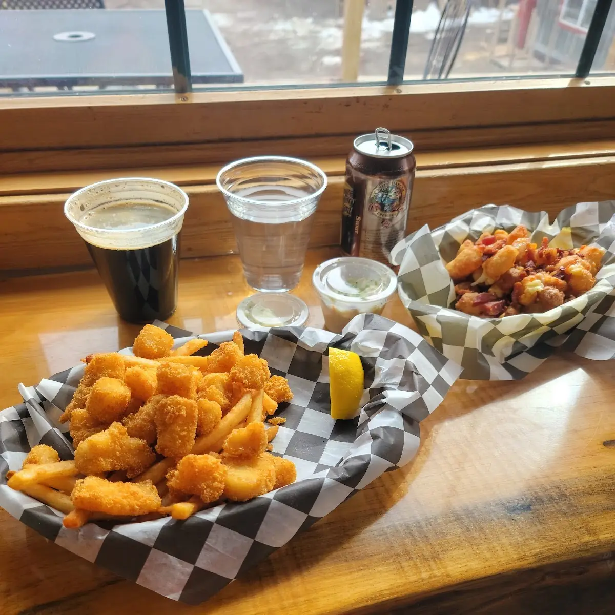 Fish and Chips and Maple Bacon Cheese Curds