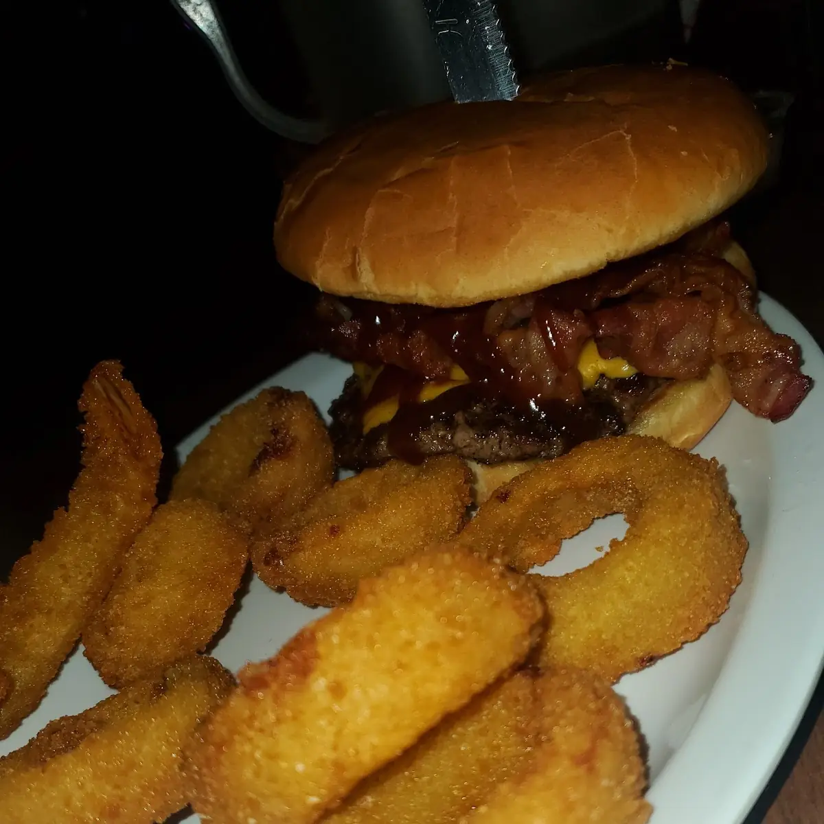 Western Bacon Cheeseburger Onion Rings