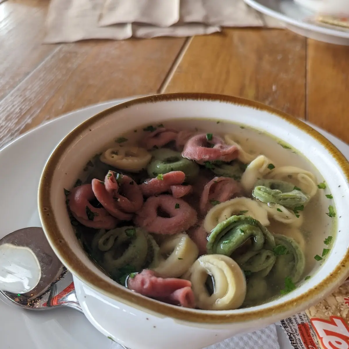 Tri Color Tortellini in Broth Soup