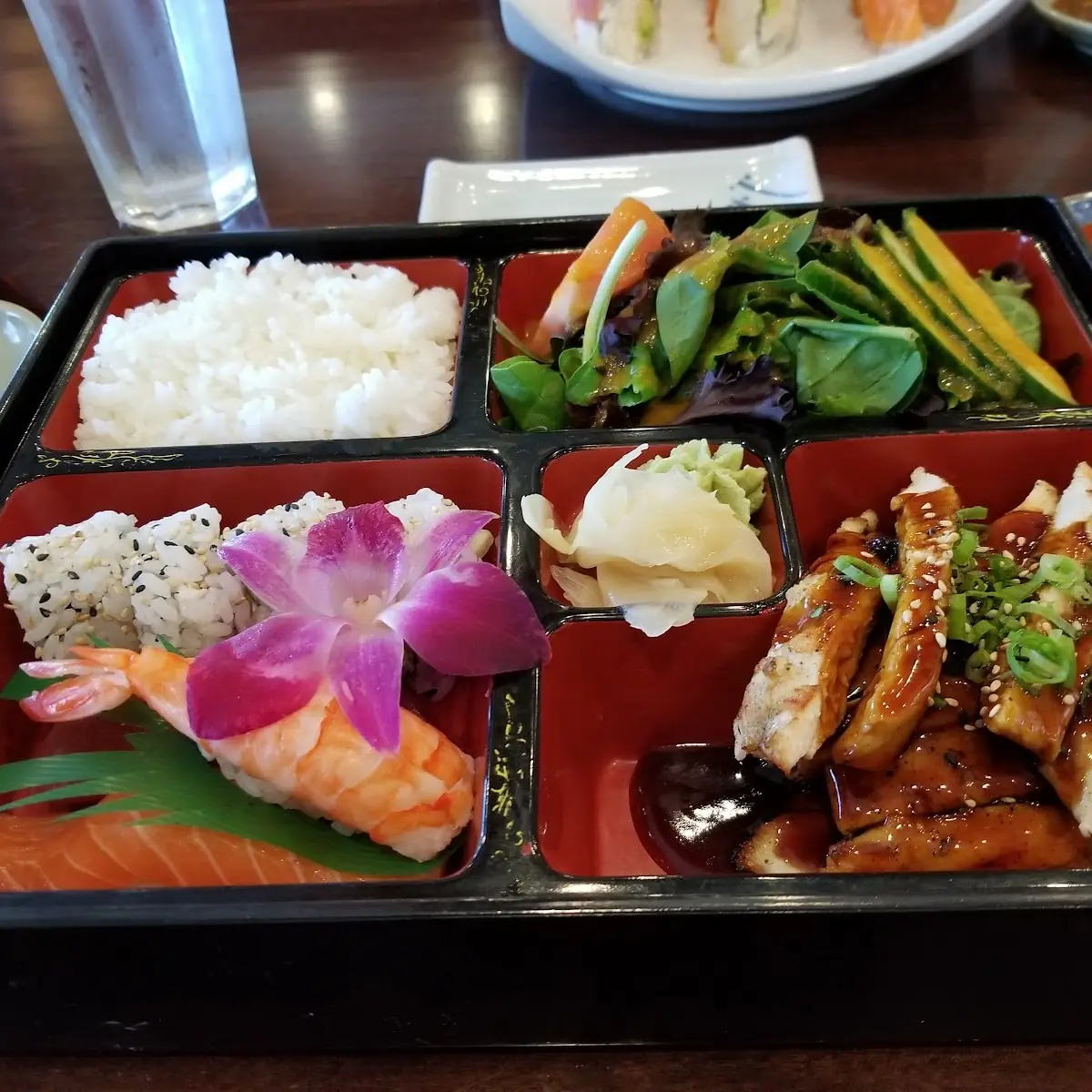 Chicken Teriyaki and Assorted Sushi