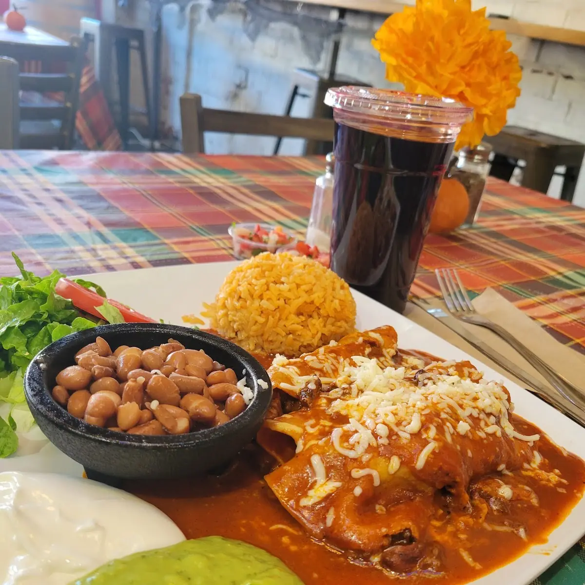 Rice Beans Guacamole Sour Cream