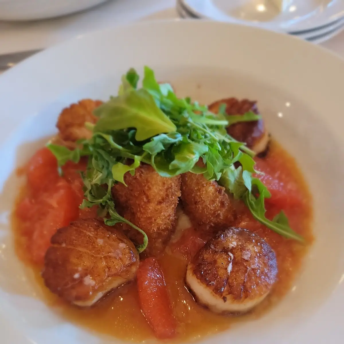 Pan Seared Scallops with Fried Mashed Potatoes