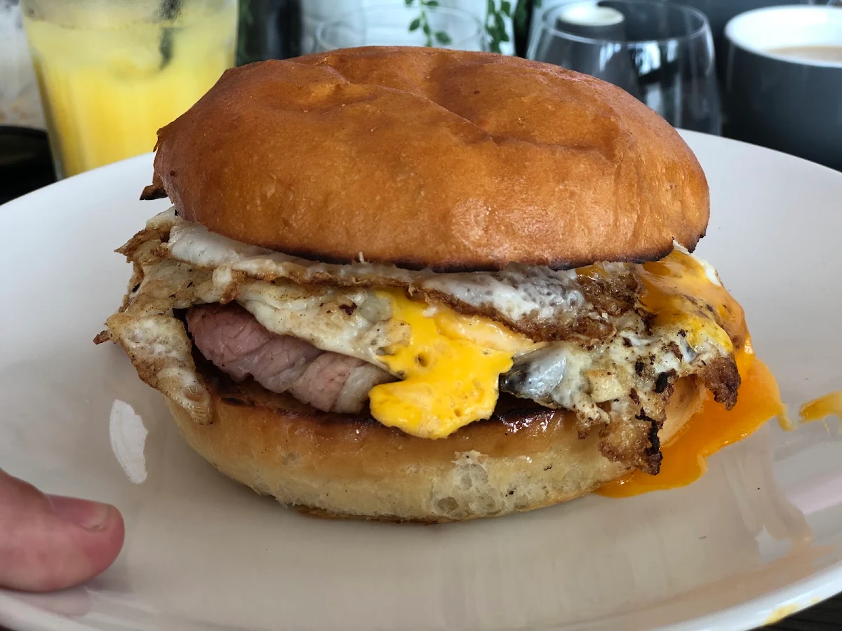 Bacon and Egg Roll with BBQ Sauce, North Cafe