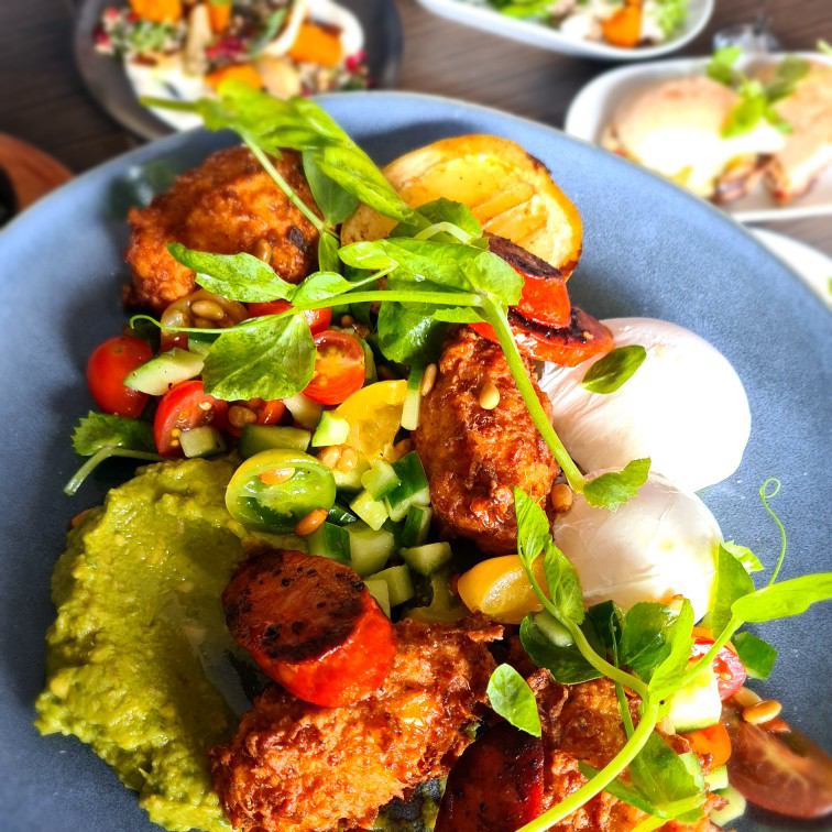 Sweet Corn & Halloumi Fritters, North Cafe
