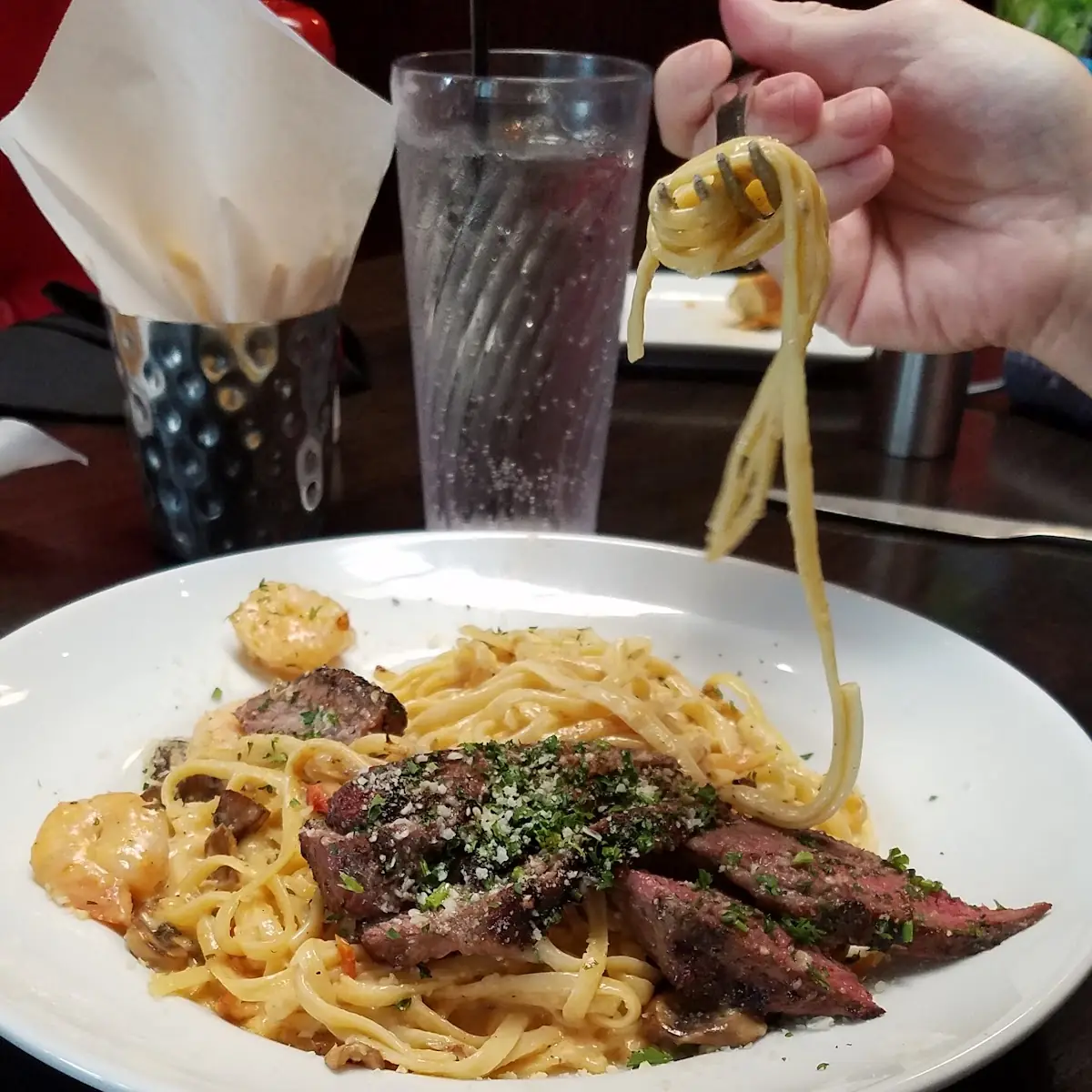 Bistro Steak & Shrimp Alfredo Linguine