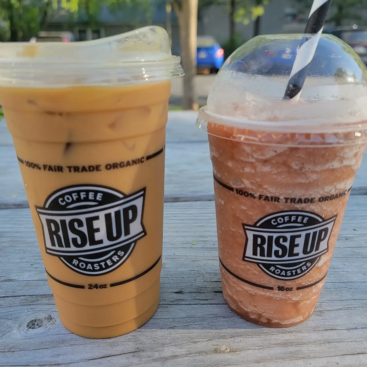 Iced Americano and a Strawberry Smoothie