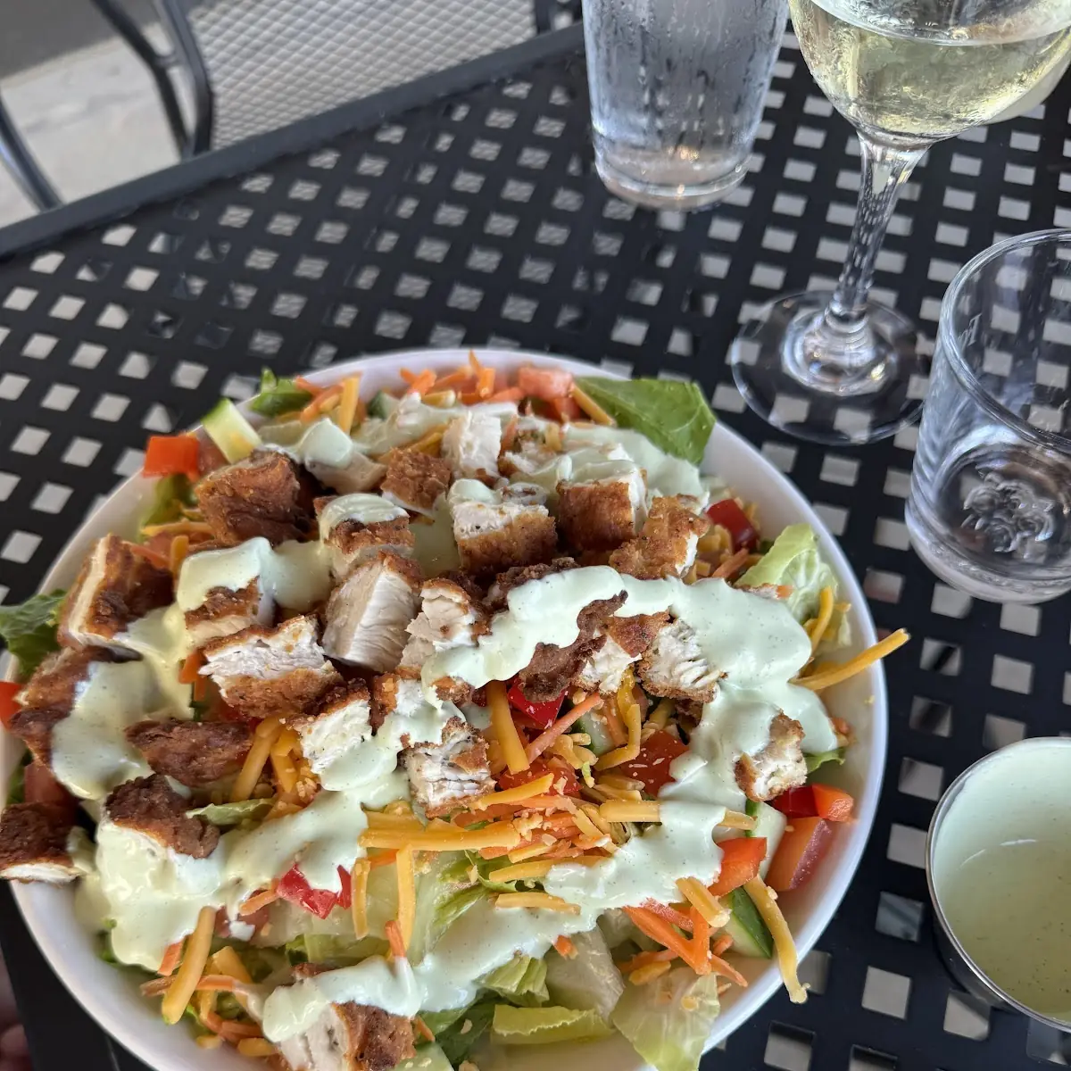 Garden Salad with Chicken and Ranch Dressing
