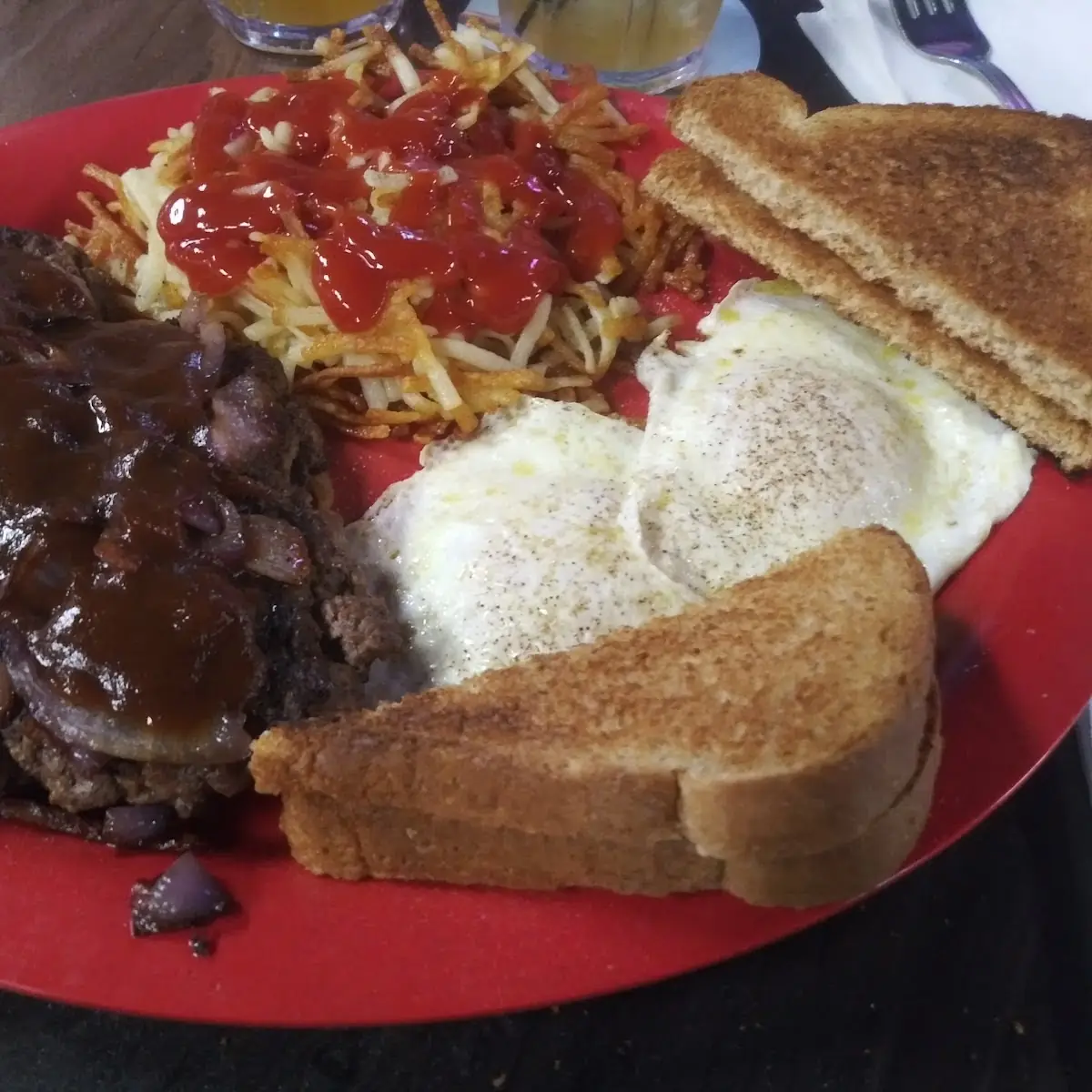 Two Eggs Hamburger Steak & Hash Browns