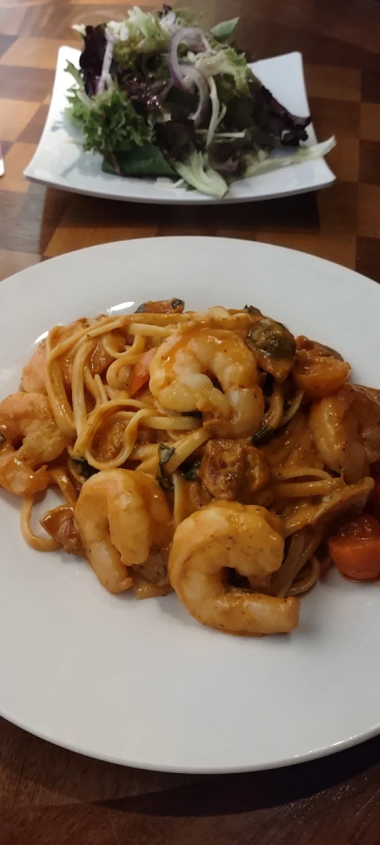 Garlic Pasta with Shrimp PO Boy