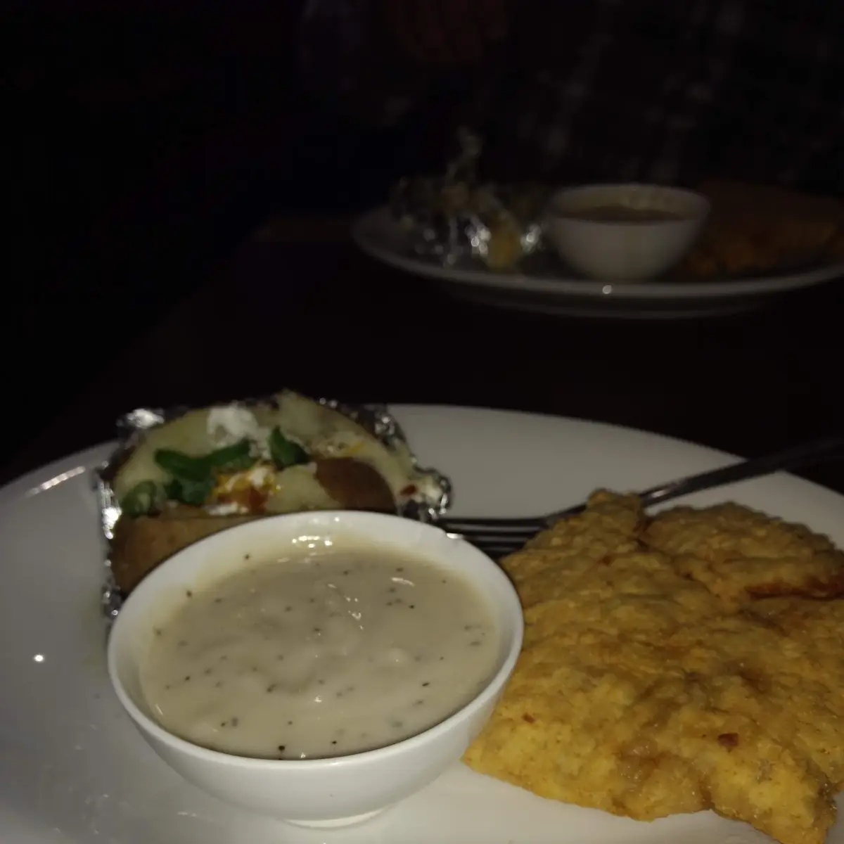 Chicken Fried Steak with a Baked Potatoes