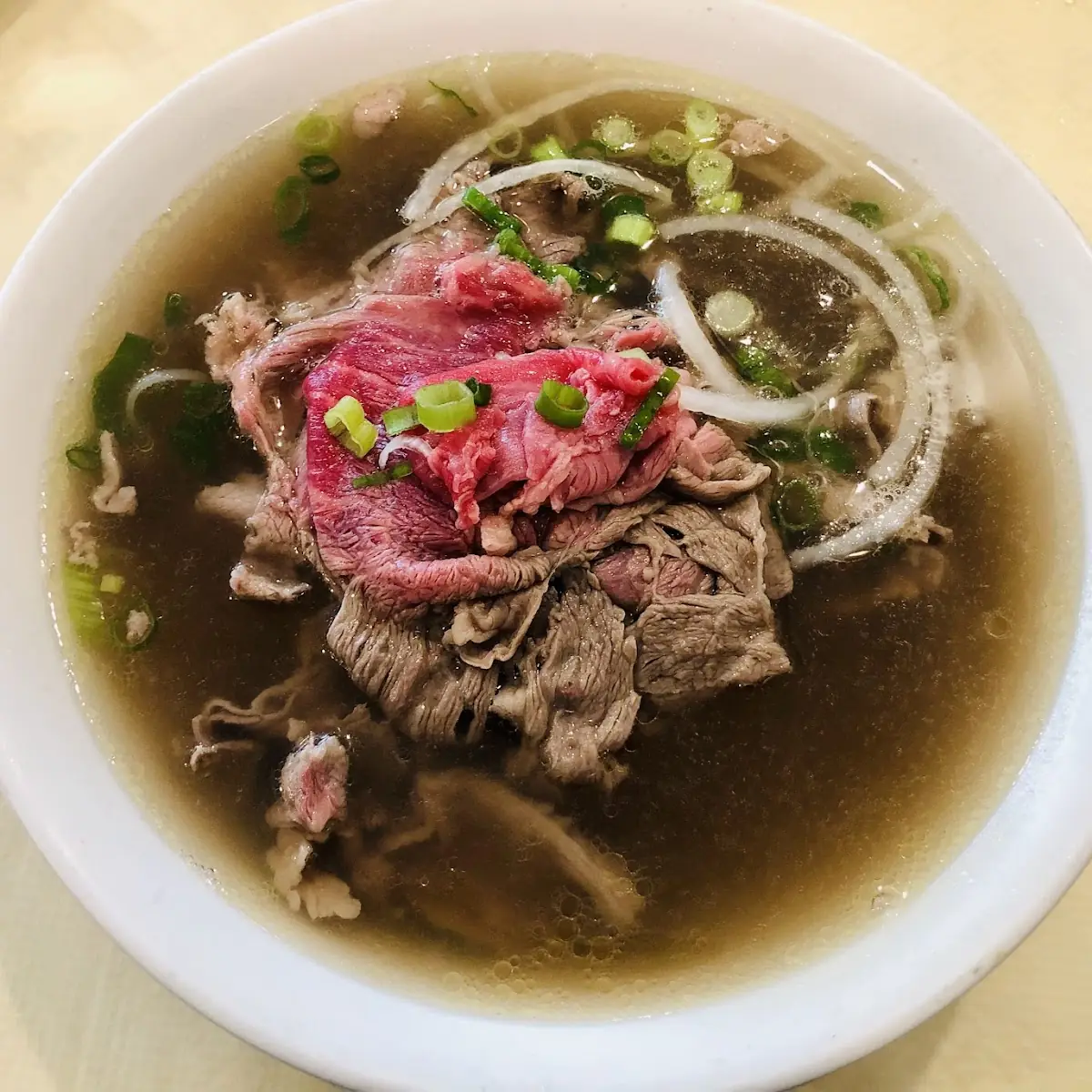 Beef Noodle Soup with Rare Steak
