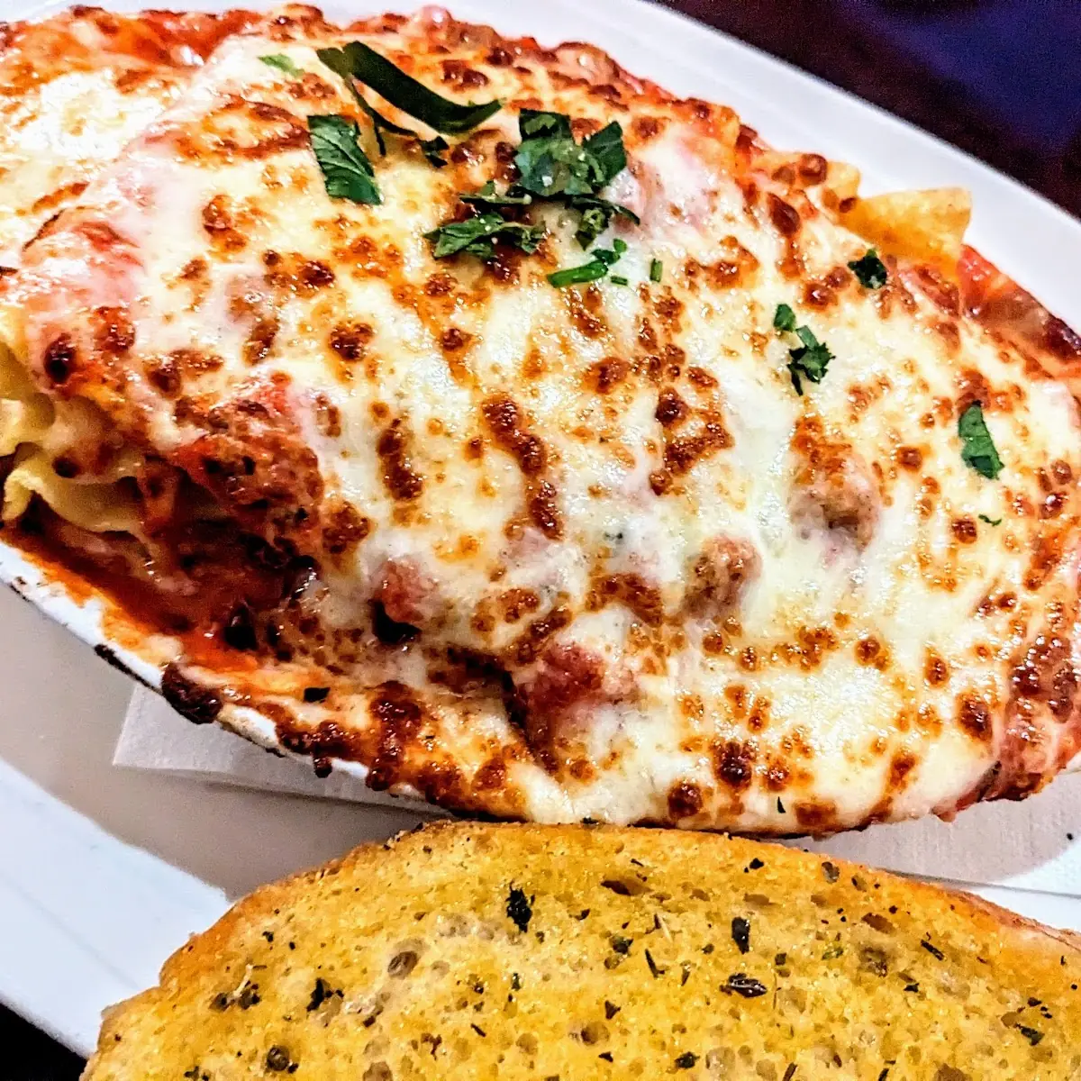 Lasagna and Garlic Bread
