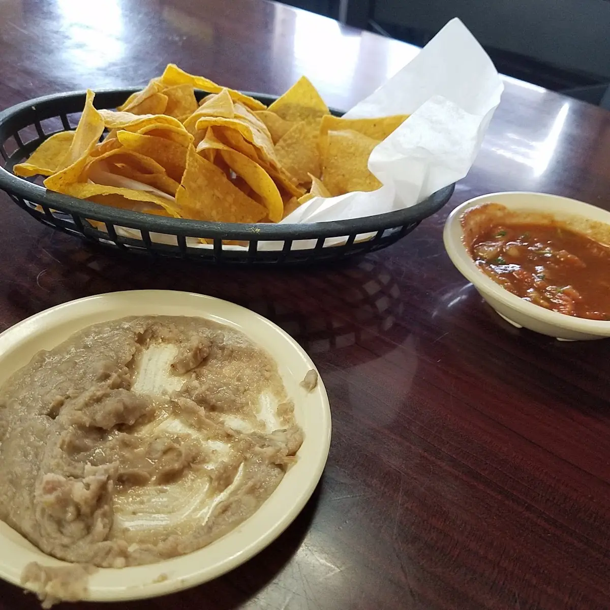 Chips Salsa Bean Dip