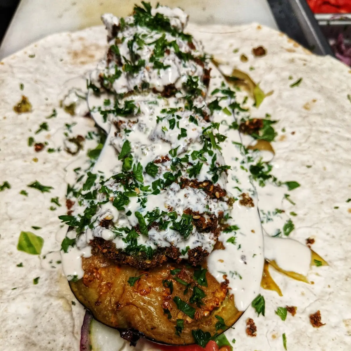 Eggplant Falafel Wrap