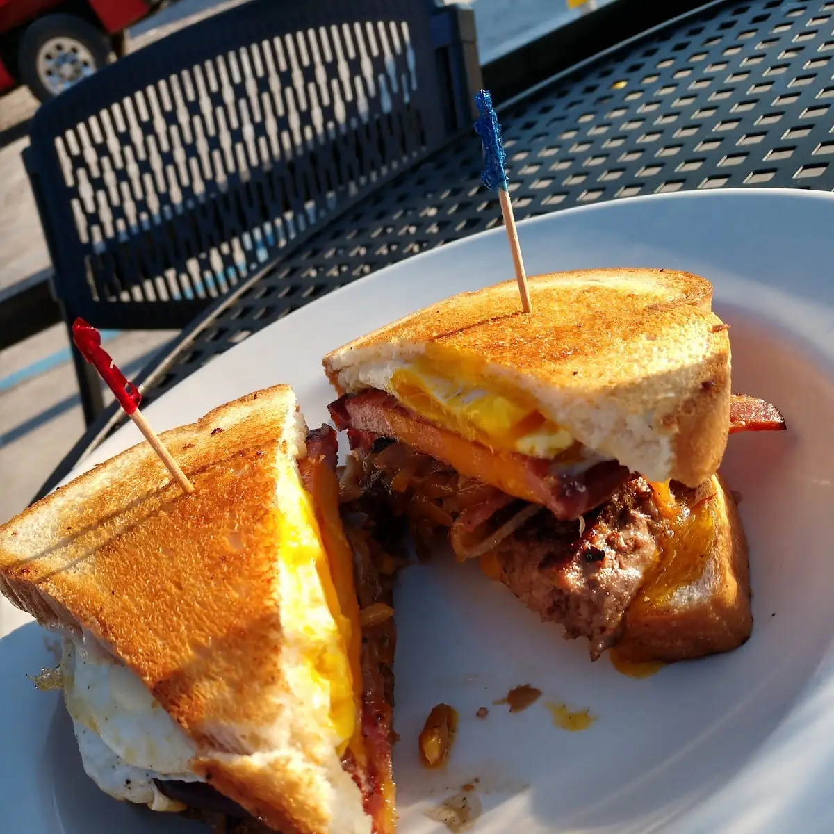 Bacon Egg Bologna Patty Melt