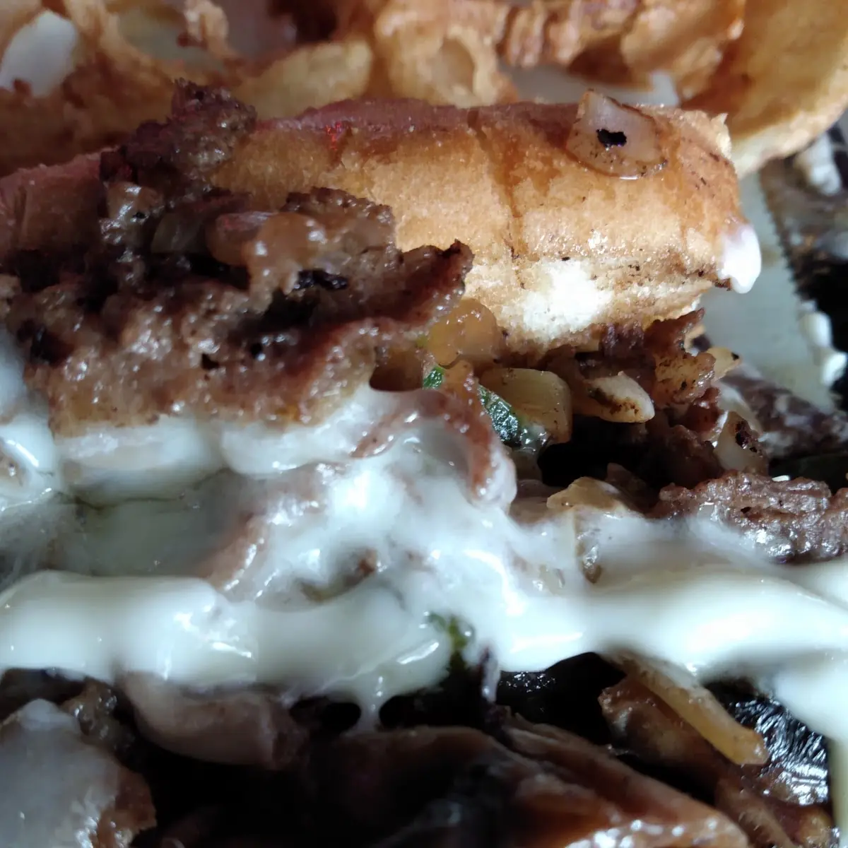 Philly Cheese Steak with Onion Rings