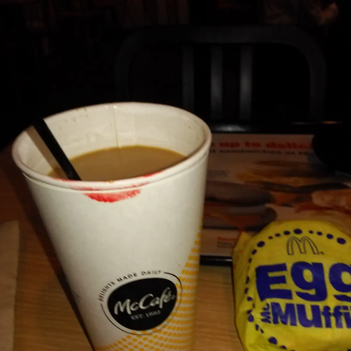 Egg Mcmuffin with a Large Coffee