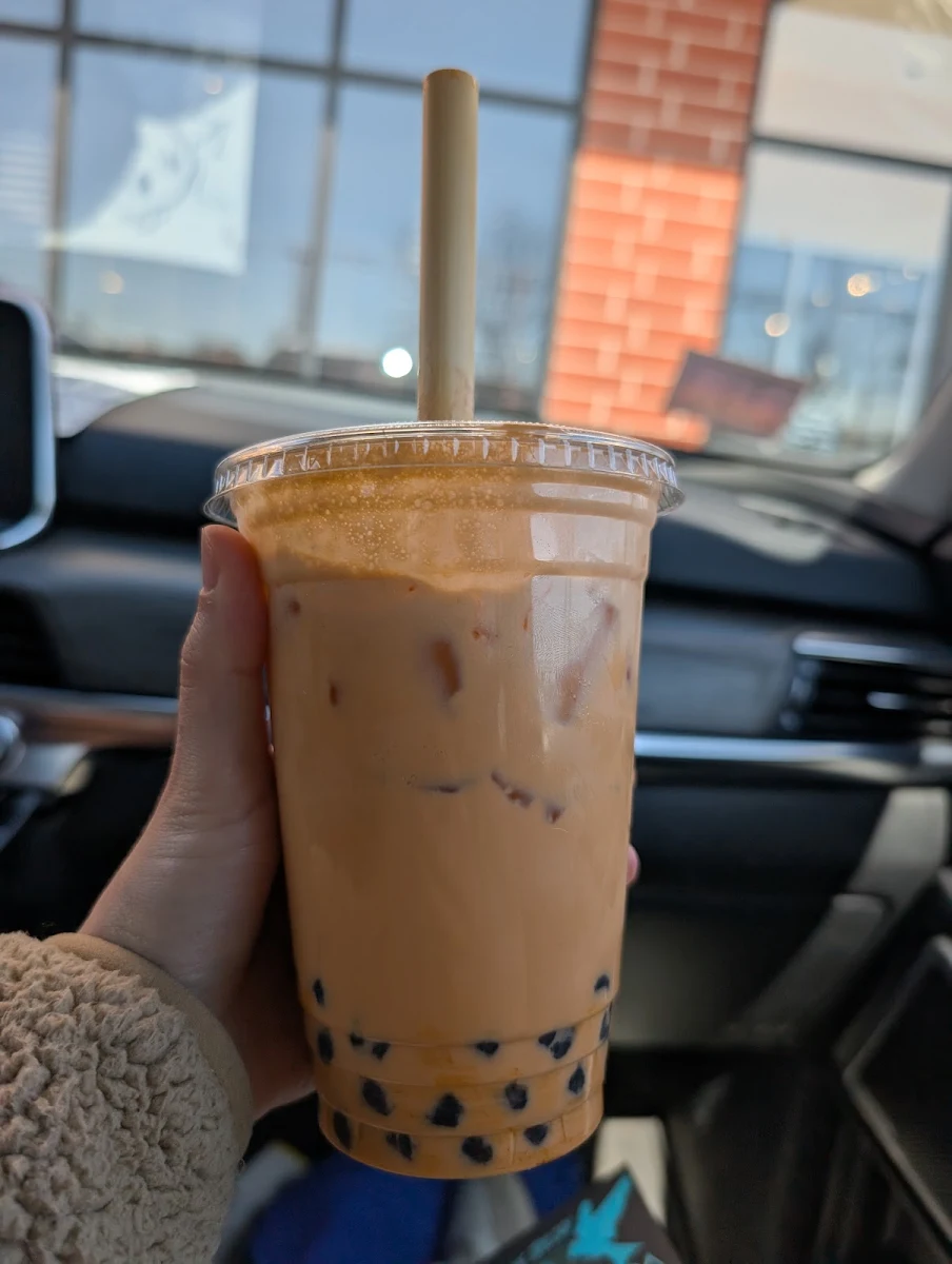 Iced Matcha Latte with Tapioca Boba
