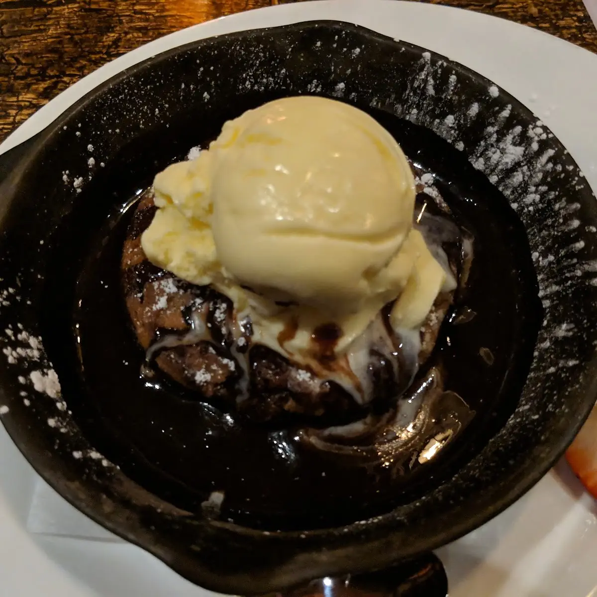 Smashed Chocolate Chip Cookie Skillet Chocolate Syrup Ice Cream