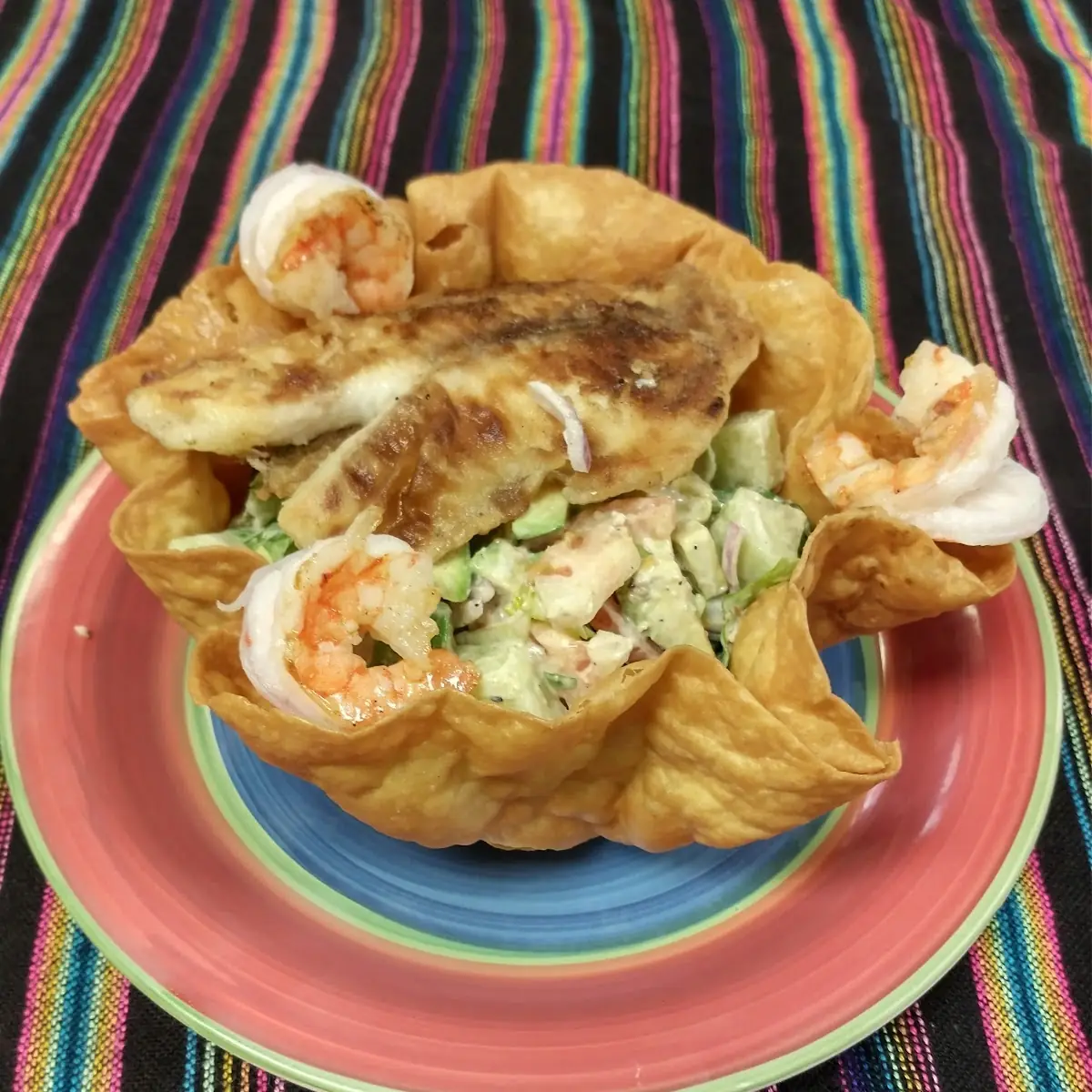 Nelys Taco Salad Fish and Shrimp