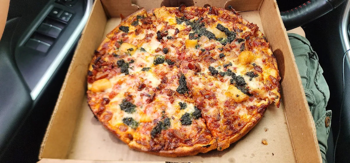The Kathy Scallop Bacon & Pesto Pizza