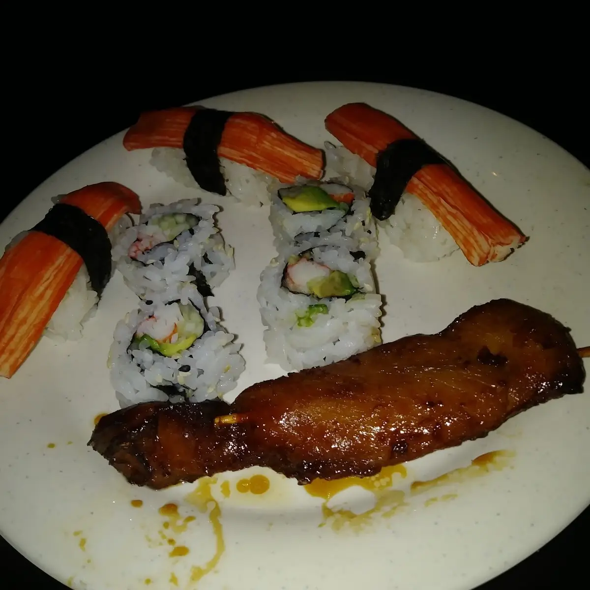 Crabstick California Roll&Teriyaki Chicken Kabob