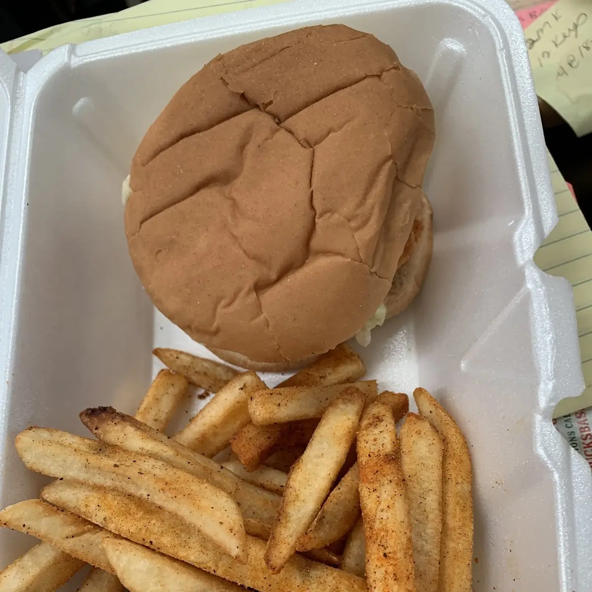 Shrimp Burger with Seasoned Fries