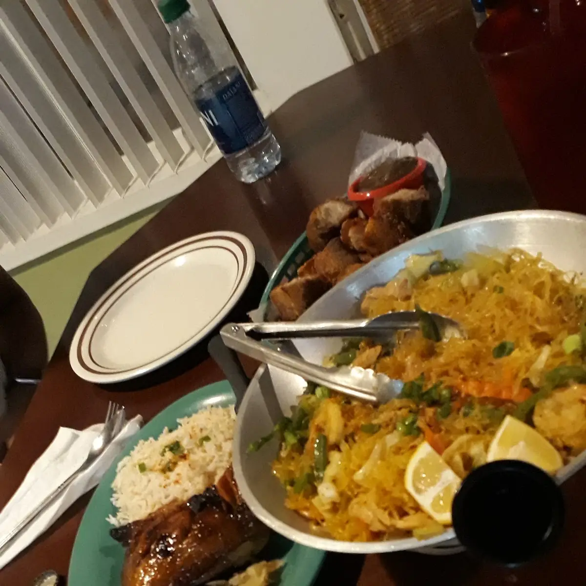 Pancit Bihon with Pork Eggrolls