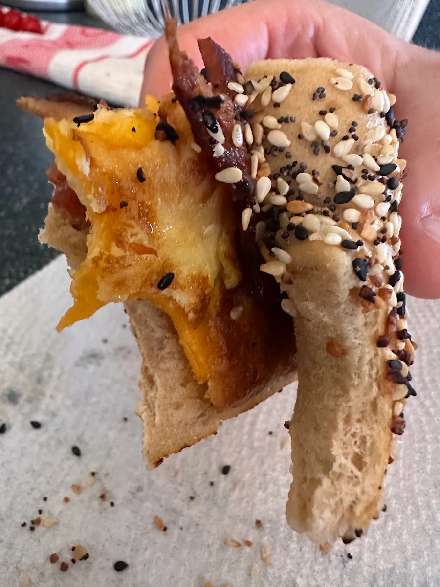 Everything Bagel with Bacon Egg and Cheese