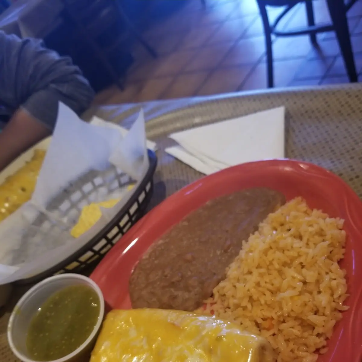 Kids 1 Cheese Enchilada Rice and Beans