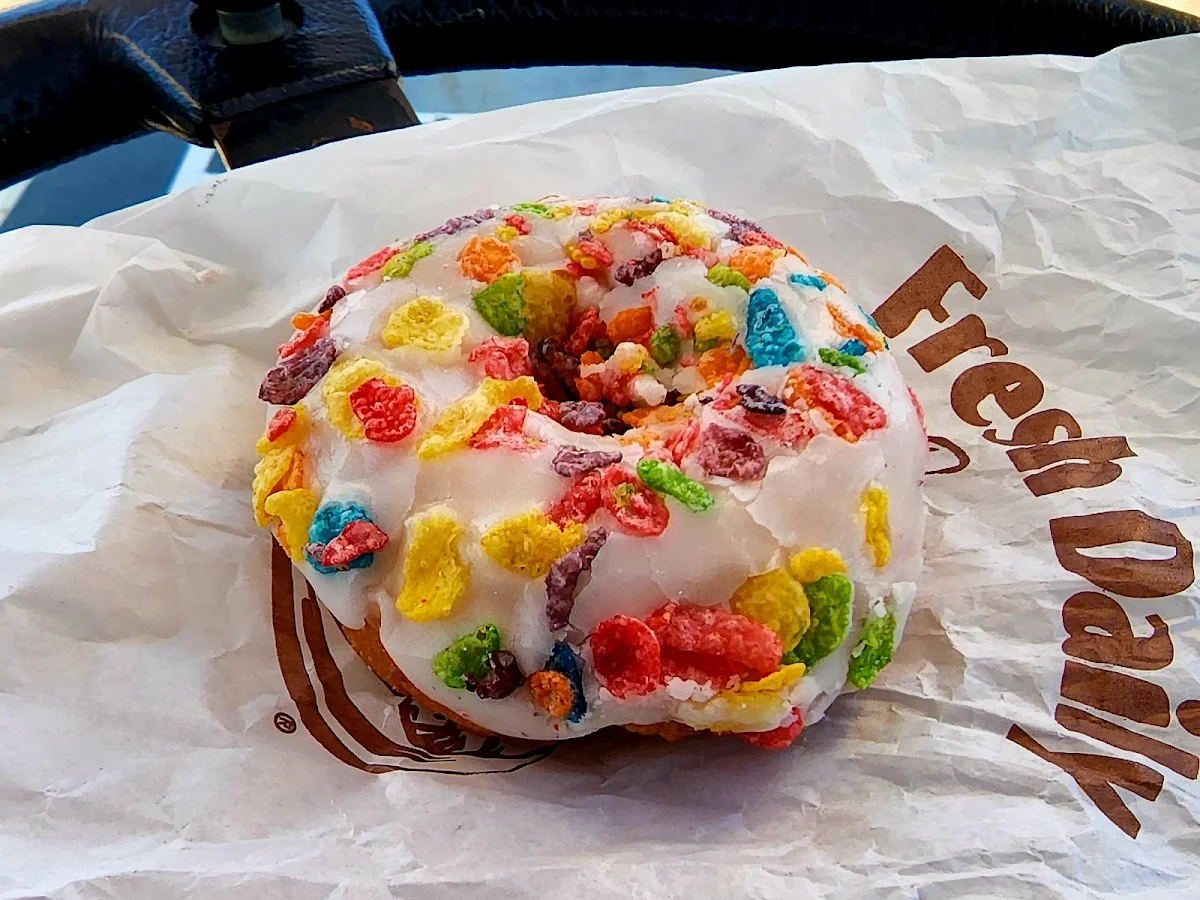Cake Doughnut with Fruity Pebbles
