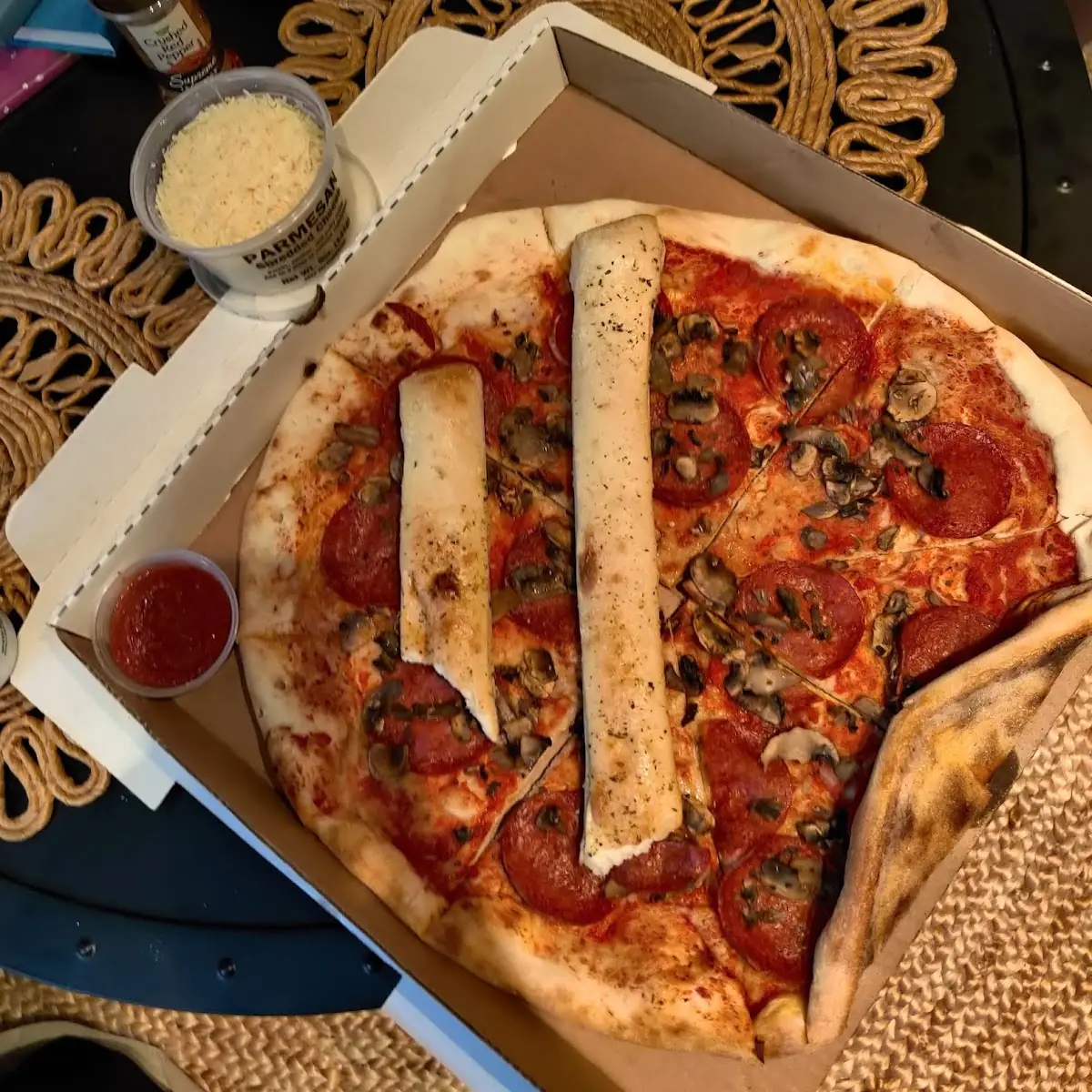 Custom Pizza and Breadsticks