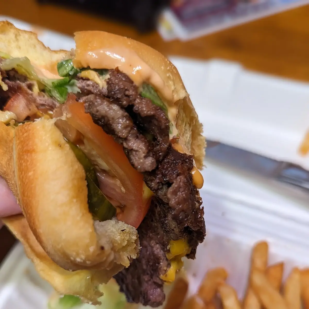 Smashed Burger and Fries