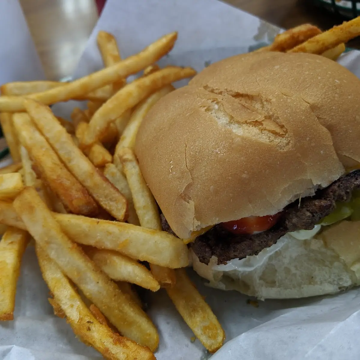 Cheeseburger and Cajun Fries