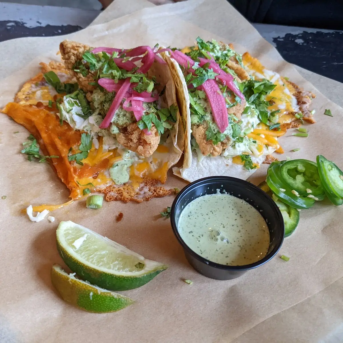 Trashy Fried Chicken Tacos