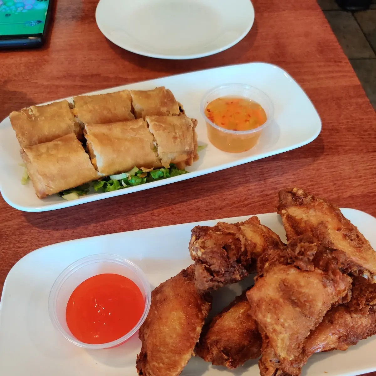 Chicken Wings and Egg Rolls