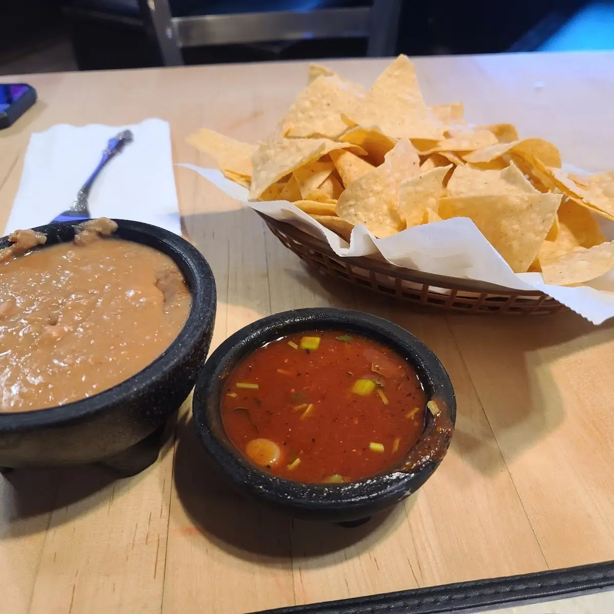 Chips Salsa & Refried Beans
