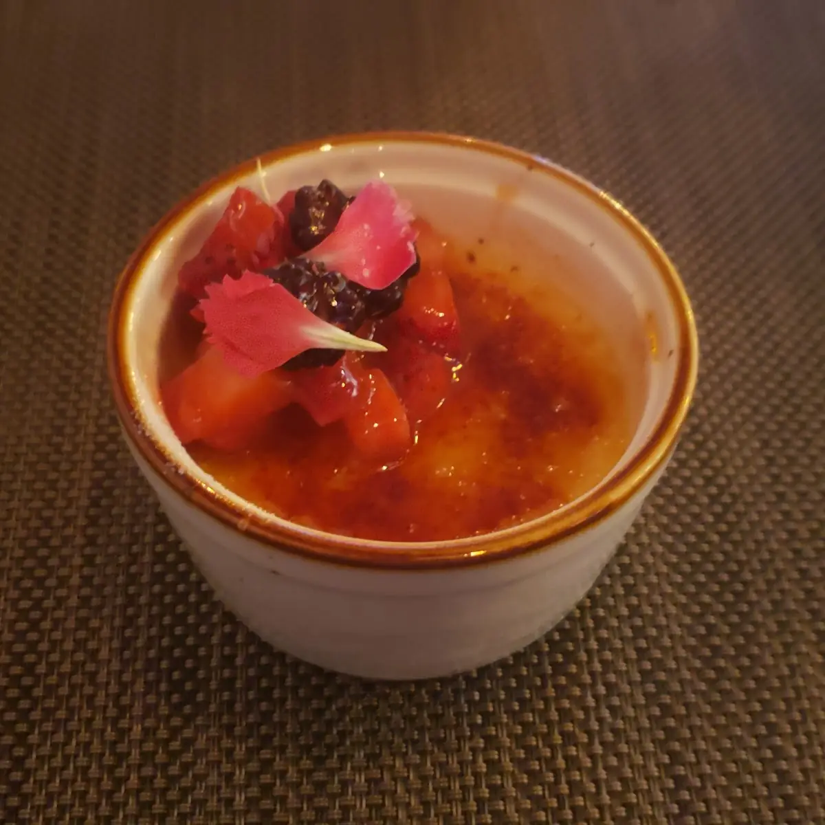 Creme Brulee with Fruit Coulis