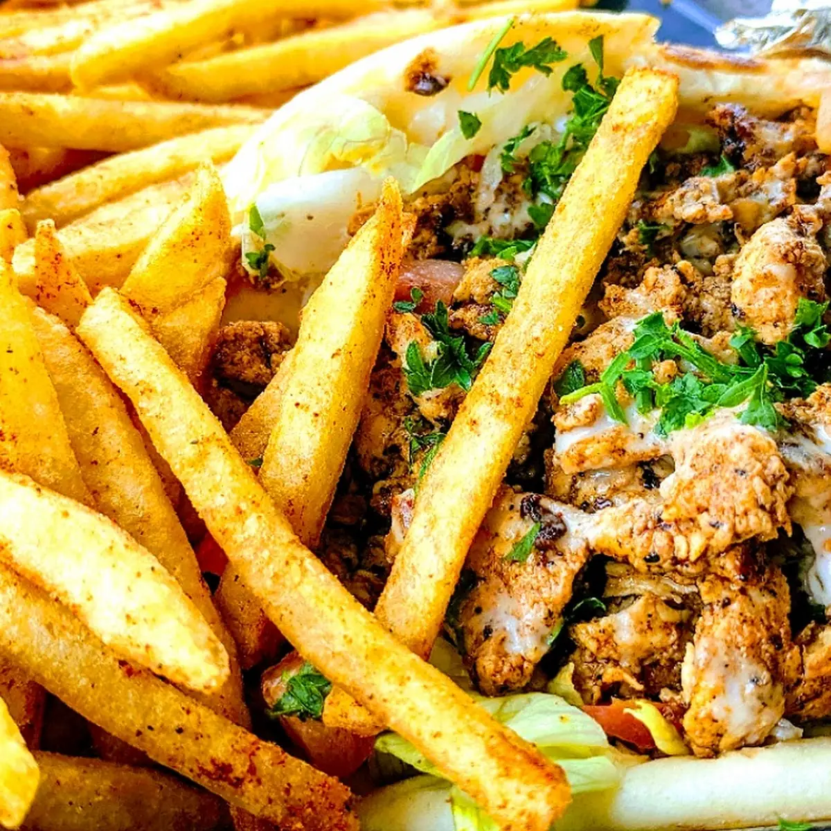 Chicken Shawarma Pita with Fries